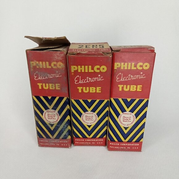 Mid Century Electronic Tube With Box Set Of 3 Philco Model 2EN5 NOS NIB 1950s - Picture 4 of 9